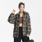 Unisex Jacket Vintage Coat Spring and Autumn Loose Plaid Wool Top